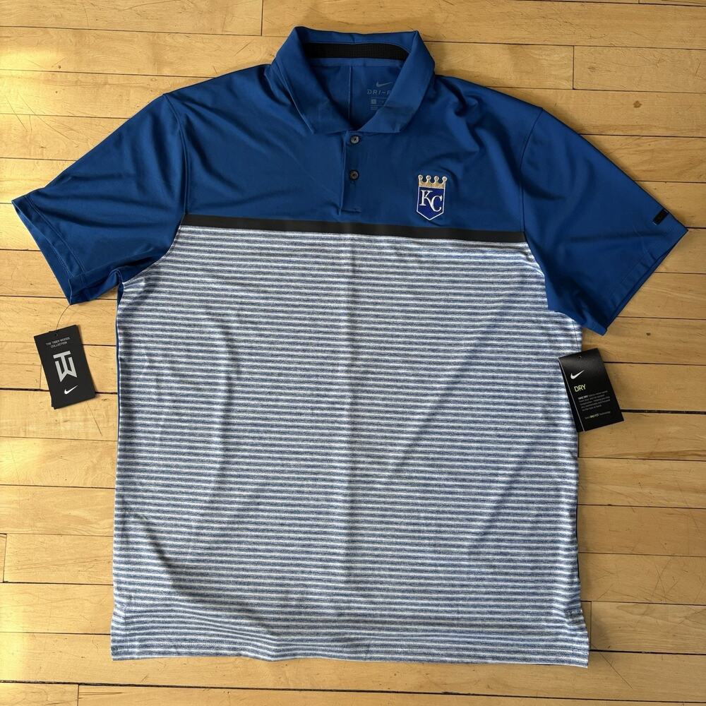 Nike BV1320-431 Tiger Woods Golf MLB Kansas City Royals Vapor L Dri-Fit